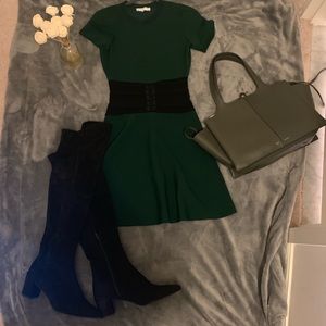 Sandro green knit elastic dress/date/work